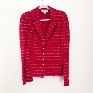 St. John Crimson Blazer with Silver Detailing